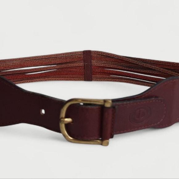 70\'s DIOR Burgundy Leather Lacing Belt Vintage Logo Gold Strappy Retro main image 12